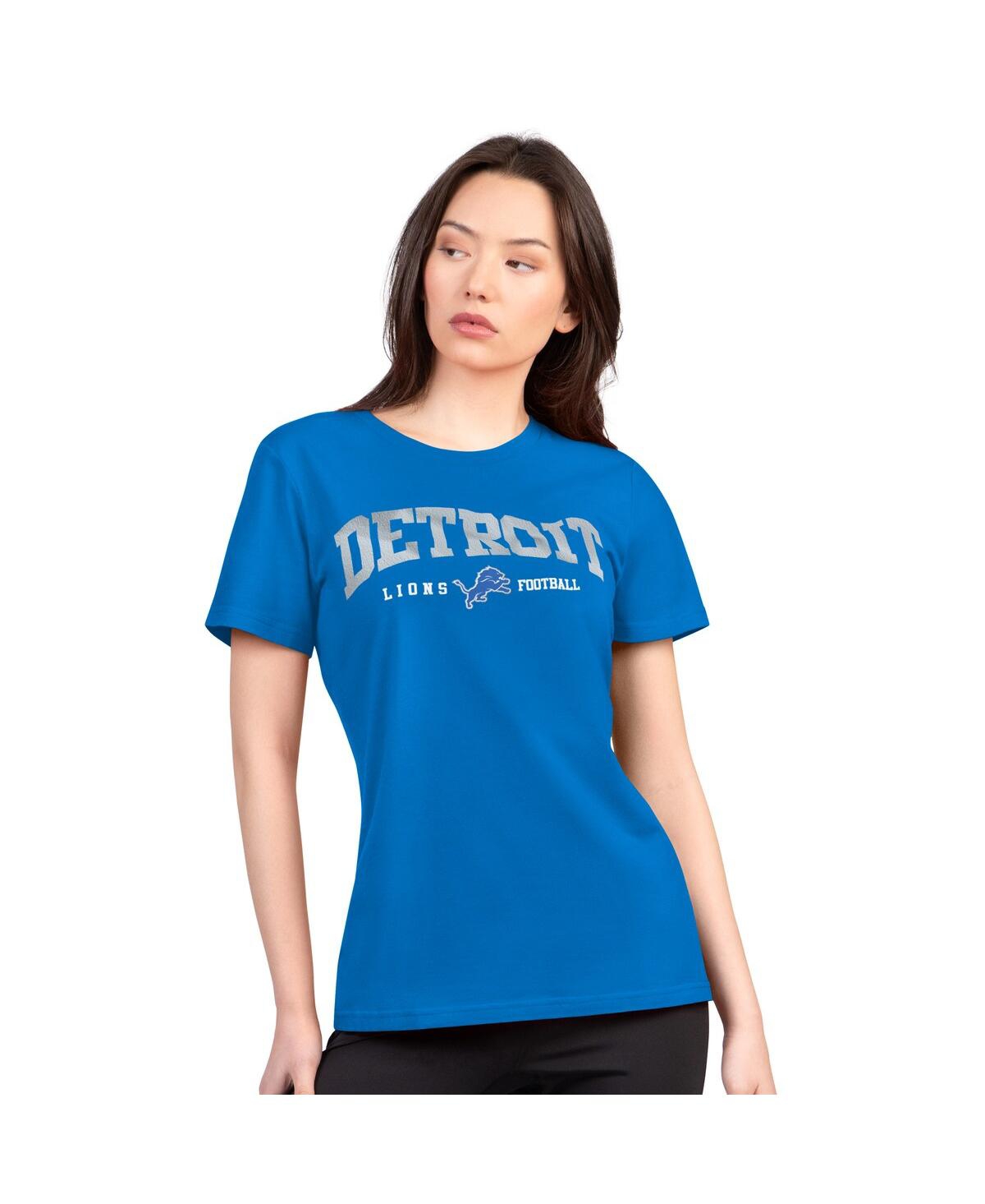 G-iii 4her By Carl Banks Women's Blue Detroit Lions Super-slim Lightweight Winning Crew T-shirt