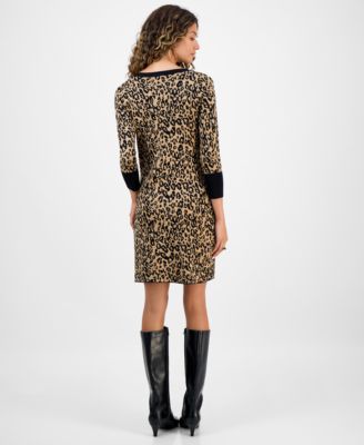 Women's Printed 3/4-Sleeve Sweater Dress