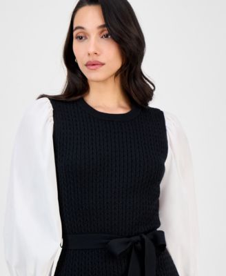 Women's Mixed-Media Sweater Dress