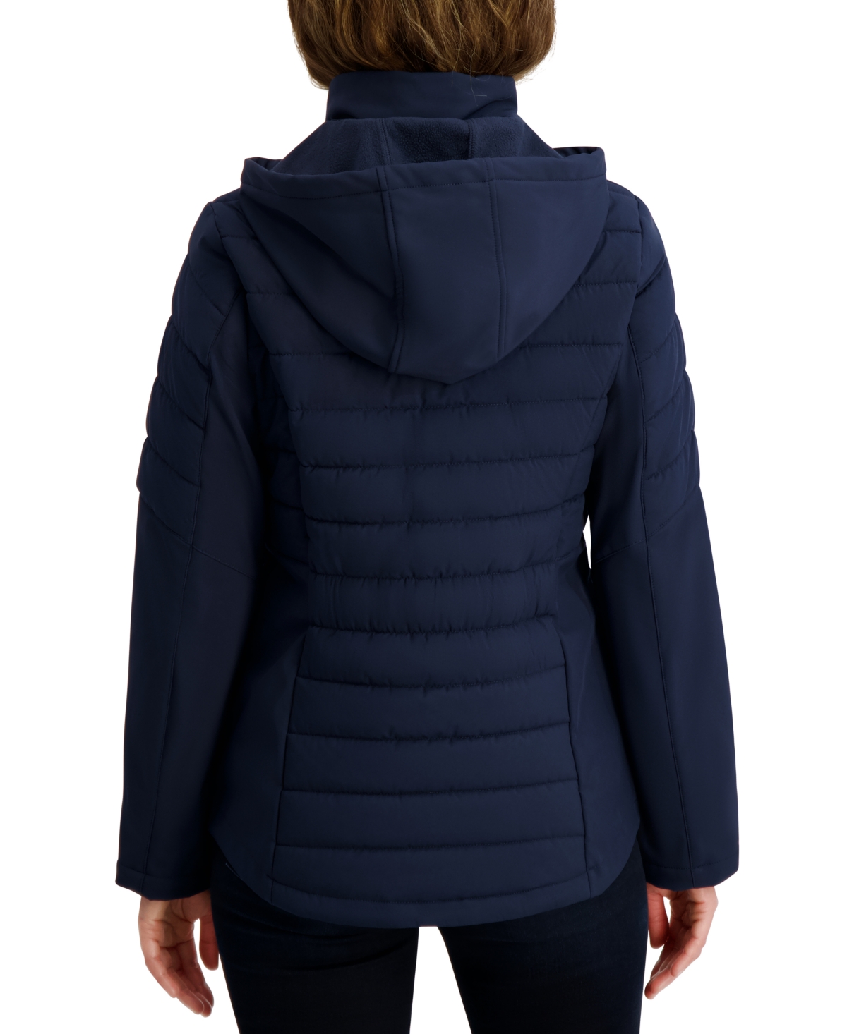 Nautica Women's Fleece-lined Hooded Softshell Coat In Blue