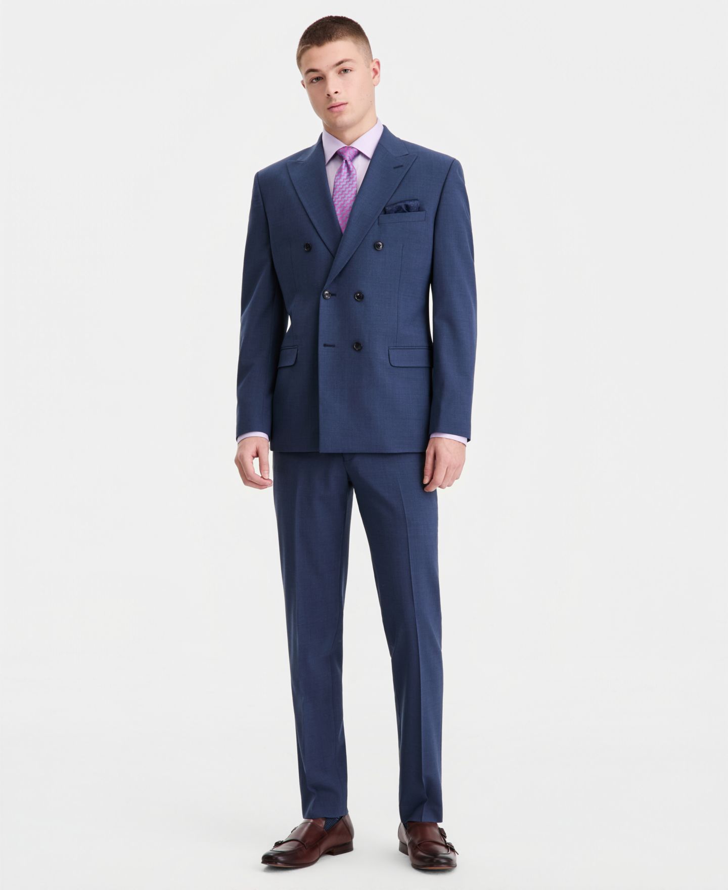 Мужские куртки Bar III Slim-Fit Wool-Blend Double Breasted Suit Separates, цвет: Синий — фото 2