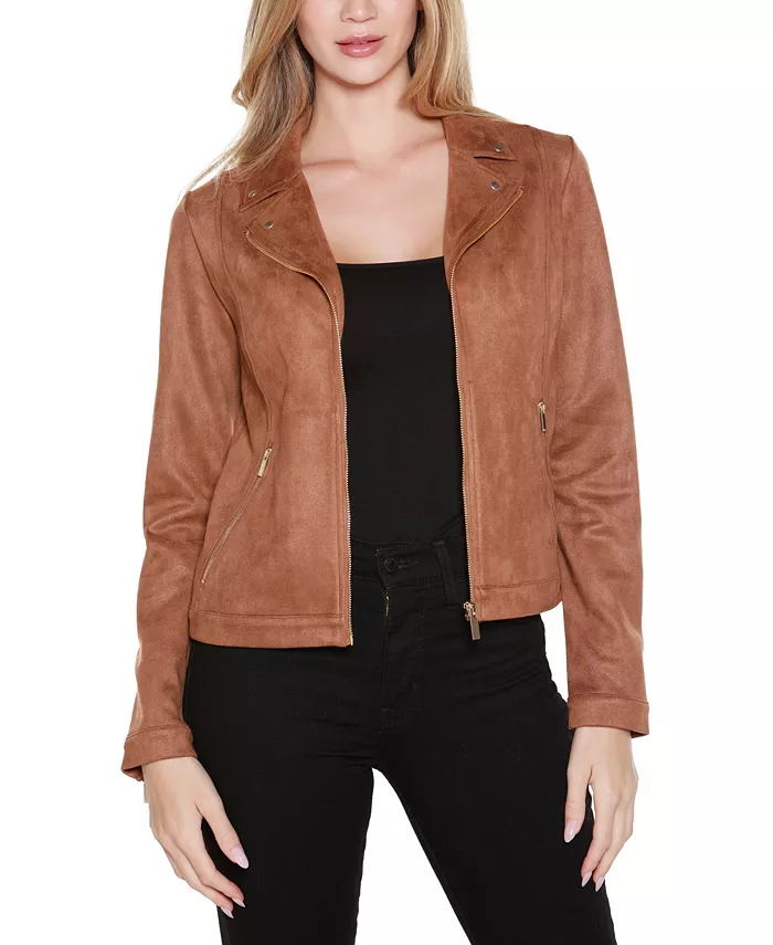 Women's Faux-Suede Moto Jacket - thumbnail 6
