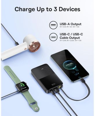 Portable Charger, 22.5W PD Fast Charging 10000mAh Power Bank, Built-in Braided USB C Cable Battery Pack, Travel Essentials Portable Phone Charger