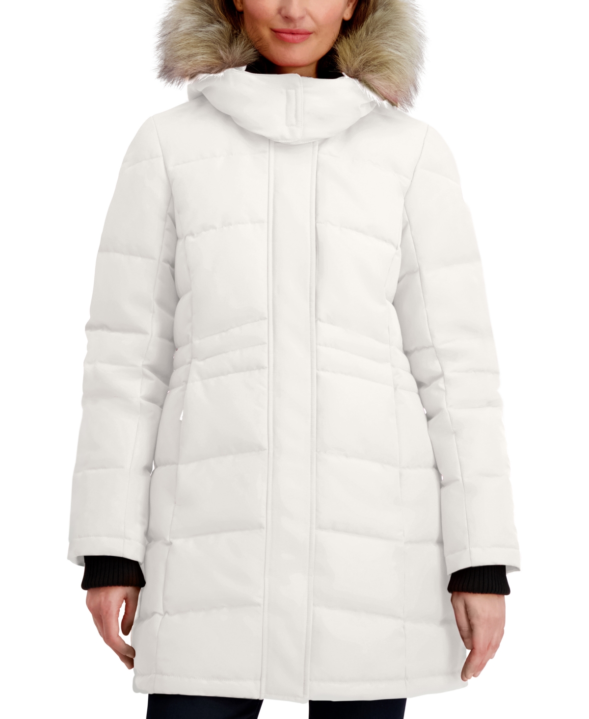 Nautica Women's Hooded Puffer Coat In White