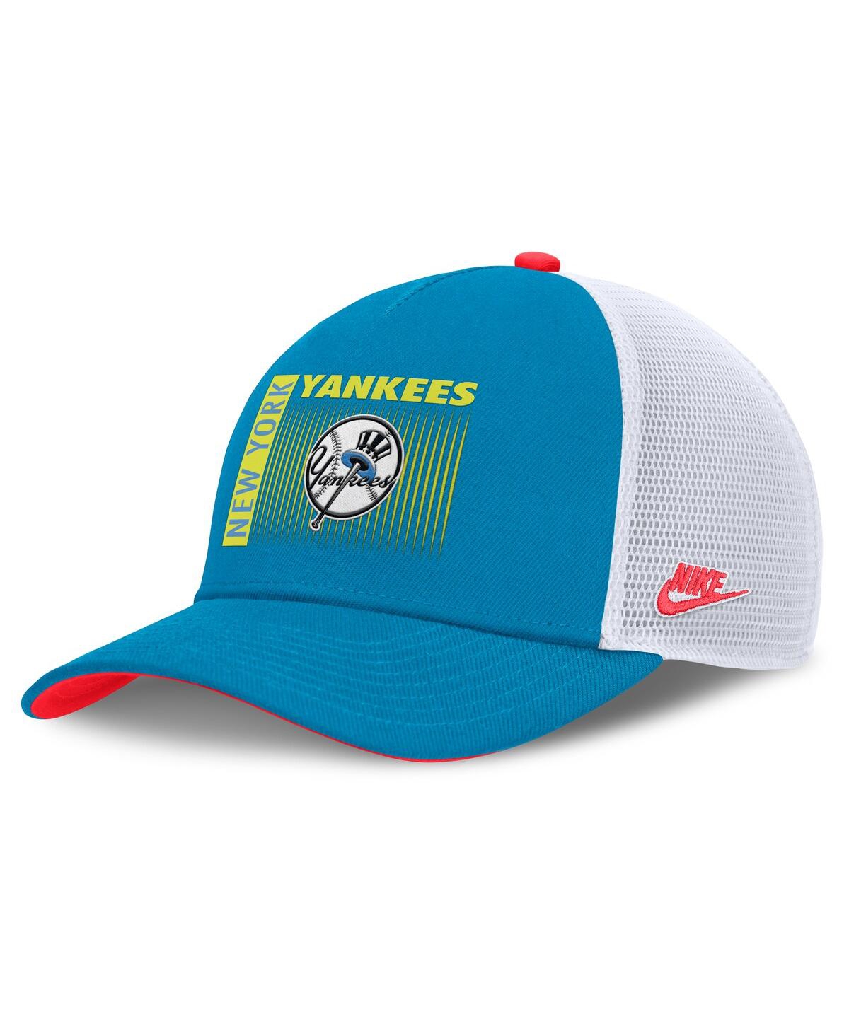Nike Men's Blue New York Yankees Neon 90s Rise Structured Performance Adjustable Trucker Hat In Blue