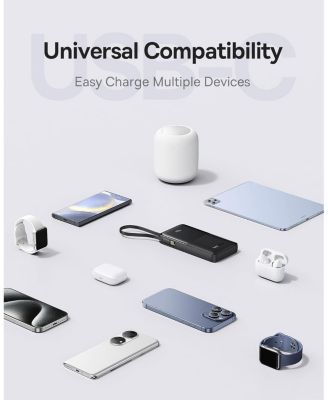 Portable Charger, 20W PD Fast Charging 10000mAh Power Bank, Built-in Braided USB C Cable Battery Pack, Travel Essentials Portable Phone Charger