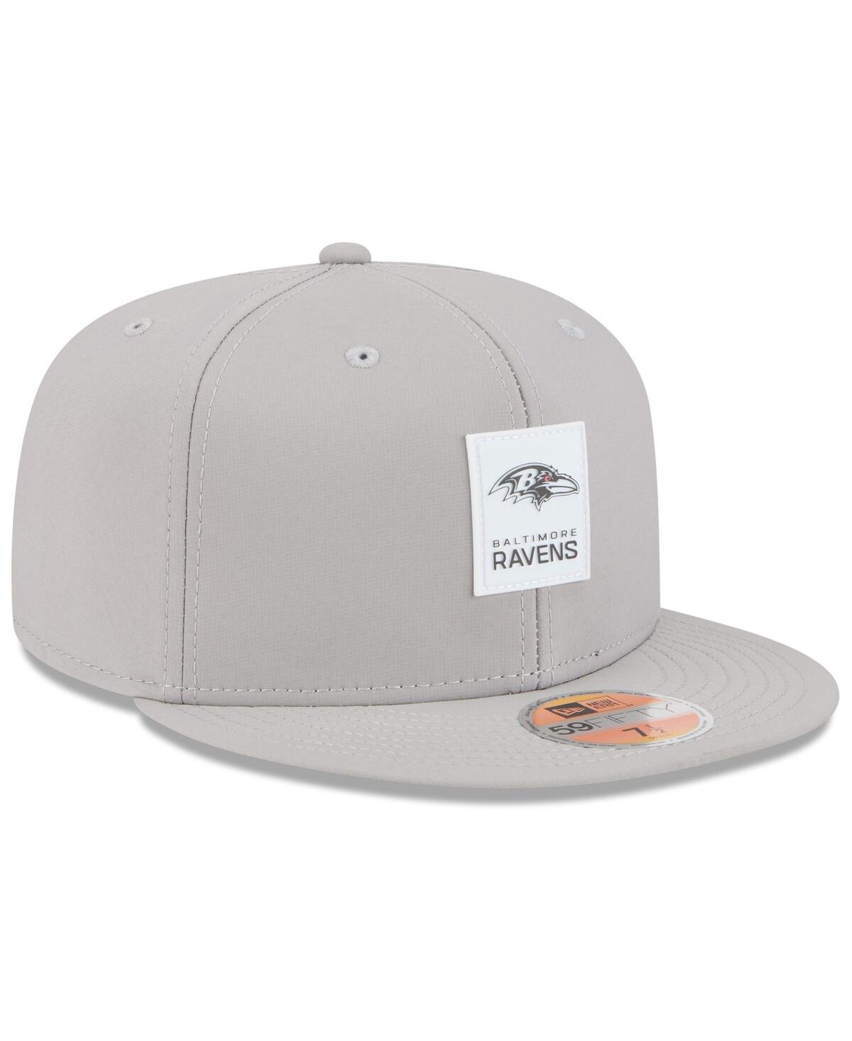 New Era Men's Gray Baltimore Ravens 2025 Sideline 59fifty Fitted Hat In Gray
