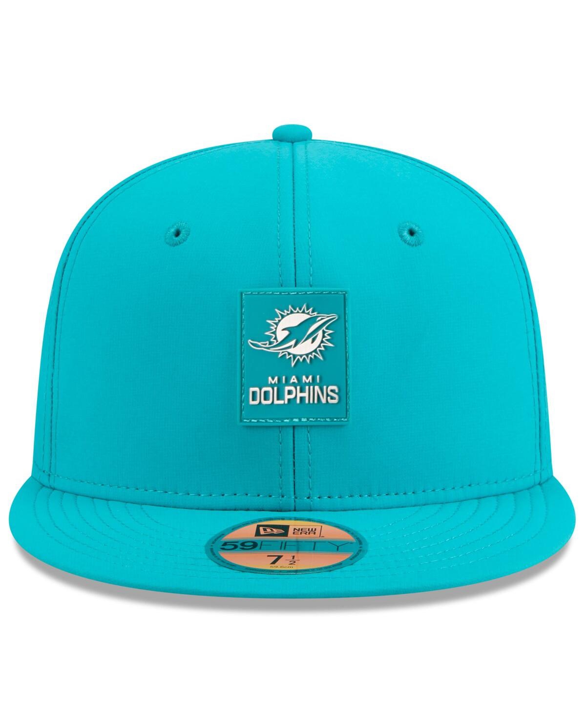 New Era Men's Aqua Miami Dolphins 2025 Sideline 59fifty Fitted Hat In Blue