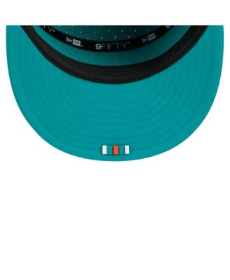 Men's Aqua Miami Dolphins 2025 Sideline Throwback Split Panel 9FIFTY Snapback Hat