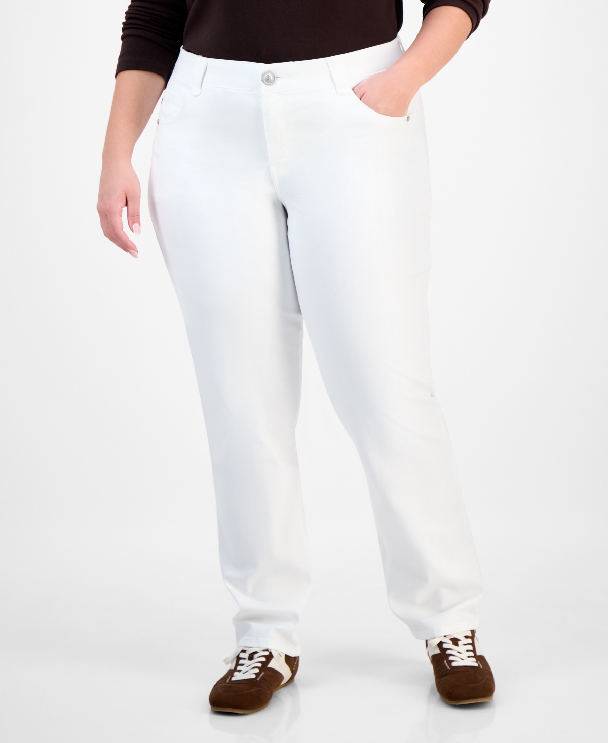 Democracy Trendy Plus Size Absolution Straight-leg Jeans In White