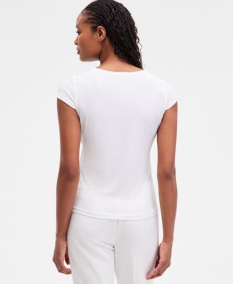 Women's Cowl Neck Cap Sleeve Top, Regular & Petites