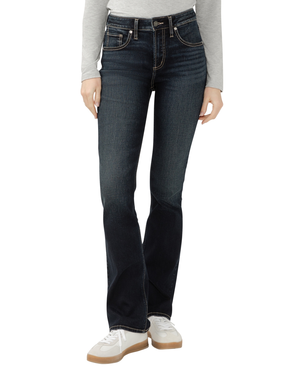 Silver Jeans Co. Suki Curvy Mid Rise Slim Bootcut Jeans In Blue