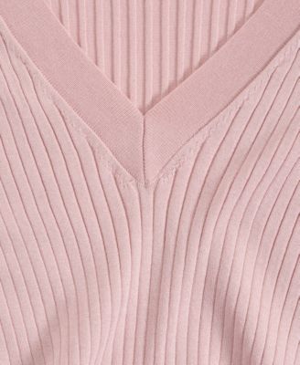 Women's Ribbed V-Neck Sweater, Macy's Exclusive