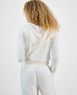 Juniors' Ribbed Velour Zip-Up Hoodie