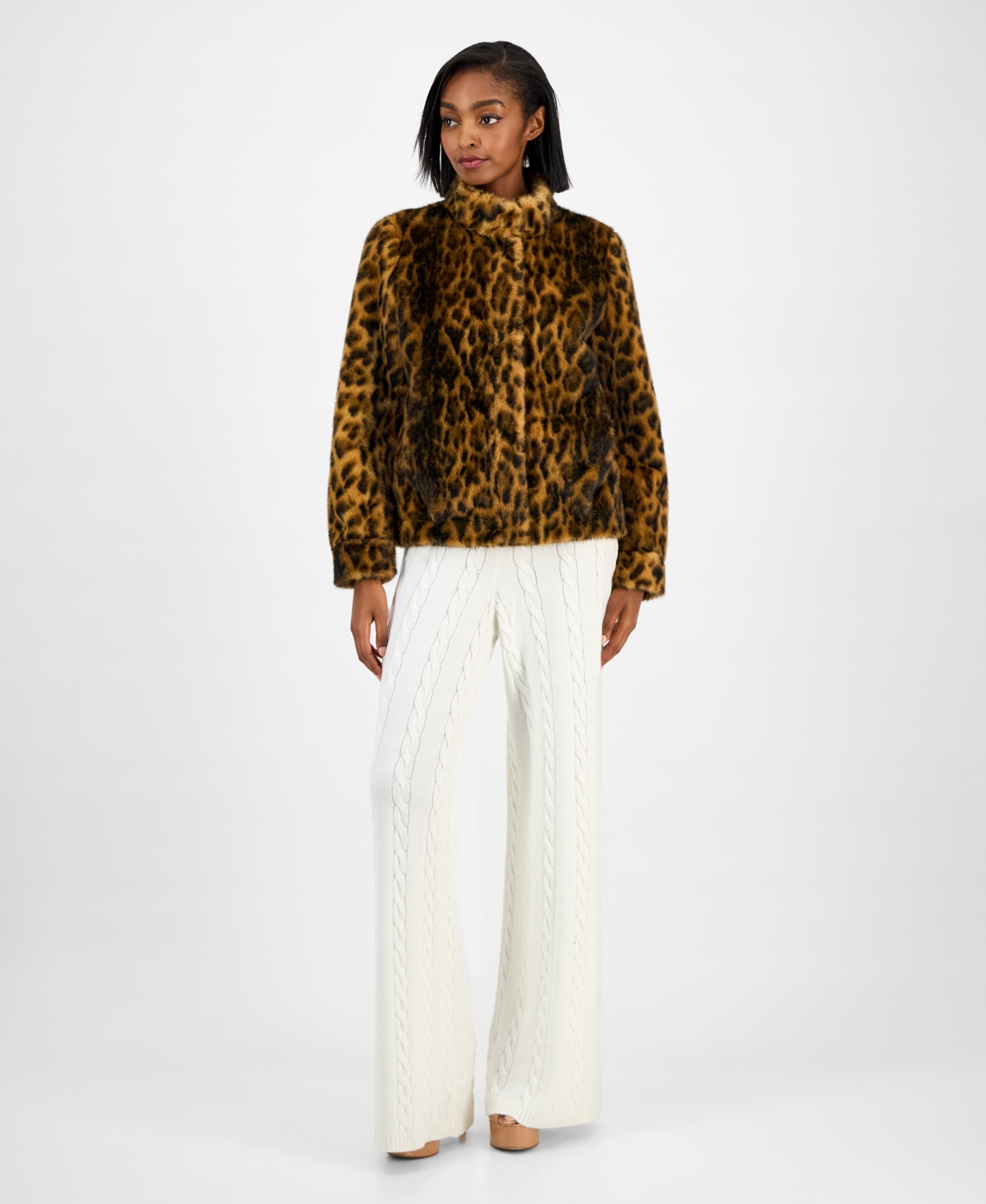 Guess Women's Luna Leopard Faux Fur Jacket In Multi