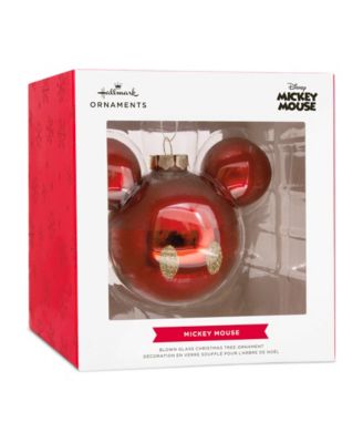 Disney Mickey Mouse Ears Icon Glass Christmas Tree Ornament