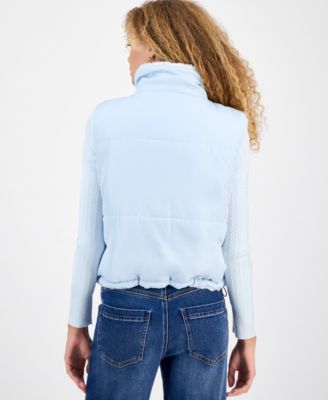 Juniors' Reversible Sherpa Puffer Vest Jacket