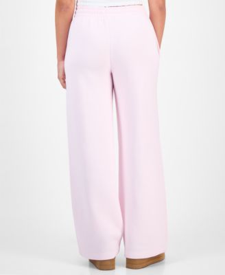 Juniors' Rhinestone-Front Wide-Leg Sweatpants