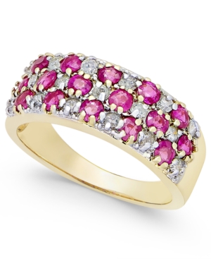 image of Ruby (1-5/8 ct. t.w.) and Diamond (1/3 ct. t.w.) Band in 14k Gold