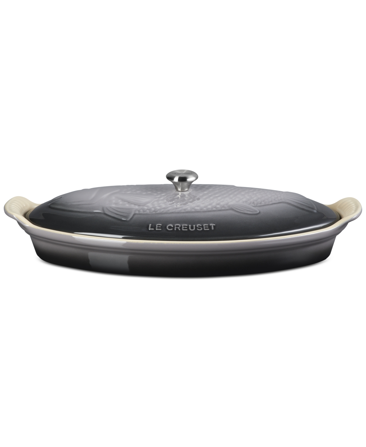 Le Creuset Stoneware Heritage 1.7 Qt. Fish Baker With Cover In Gray
