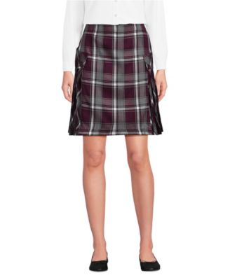 Lands End Womens Above the Knee Plaid Side Pleat Skort - Plaid burgundygray 42$