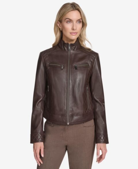 Женские куртки Andrew Marc Mikel Racer Leather Jacket