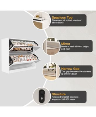 32.68&amp;quot;2 Tier Shoe Storage Cabinet with Draders for Entryway,Bedroom,Flip Door Design Shoe Cabinet,White