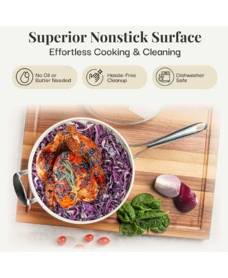 Hammered Cream 14 in. Ceramic Nonstick Frying Pan