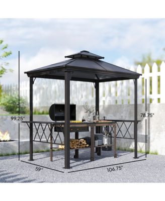 8.3ft Outdoor Double-tier Grill Canopy BBQ Gazebo with 2 Shelves
