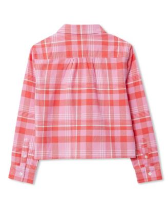 Girls Long Sleeve Cropped Flannel Shirt