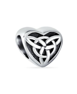 Set of 2 BFF Celtic Claddagh & Irish Infinity Love Knot Heart Charm Bead Sterling Silver
