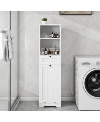 CASAINC 1Pc MDF Tilt-Out Design, One Compartment, Drawer & Moisture-Resistant Finish Laundry Cabinet