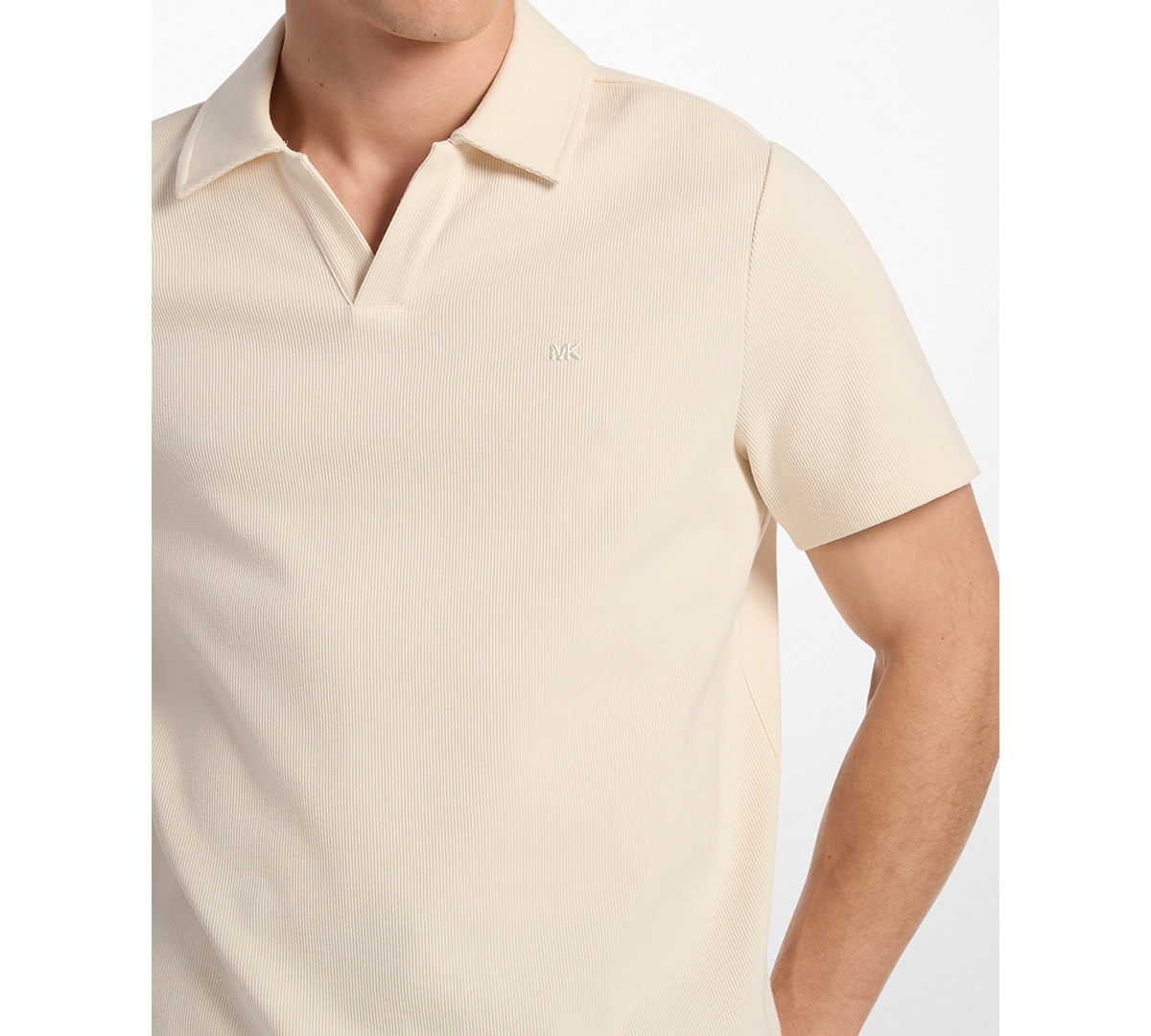 Michael Kors Men's Dense Rib Johnny Collar T-shirt In Neutral