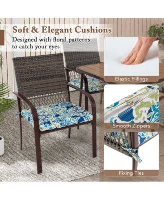 5 PCS Patio Dining Set w/ Wood-Plastic Tabletop & Umbrella Hole for Backyard