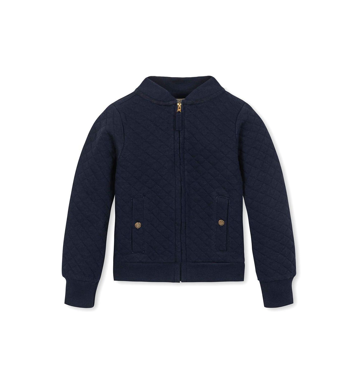 Куртка Hope & Henry Quilted Zip-Up Bomber для девочек, цвет: Тёмно-синий — фото 1