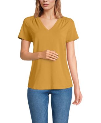 Women's Short Sleeve Lightweight Jersey Gathered Shoulder T-Shirt