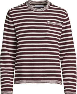 Men's Long Sleeve Textured Cotton Crewneck Sweater