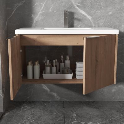 36 Inch Floating Bathroom Vanity with Sink and Soft-Close Double Doors
