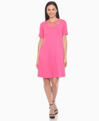 Women's Short Sleeve Crisscross Neck A-Line Dress