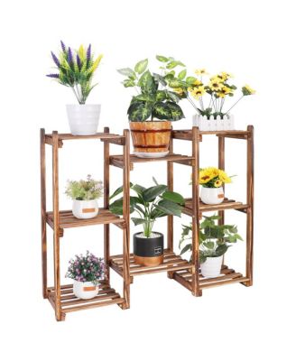 Multi-Tier Wood Plant Stand Rack 10 Pot Flower Display Shelf