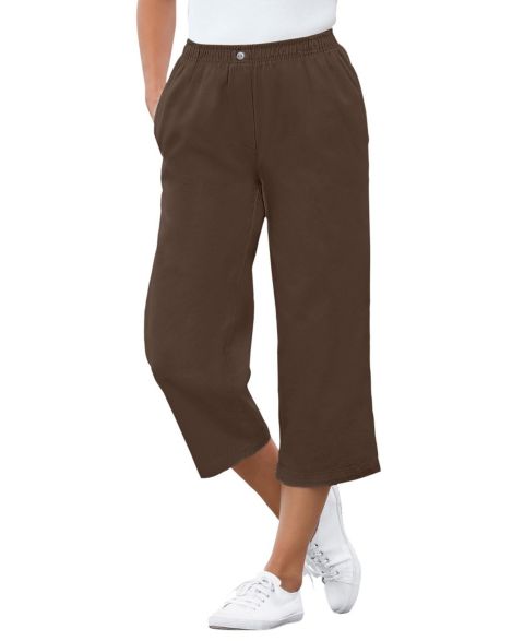 Женские джинсы Woman Within Within 7-Day Elastic-Waist Pull-On Cotton Denim Capri, цвет: Шоколадный