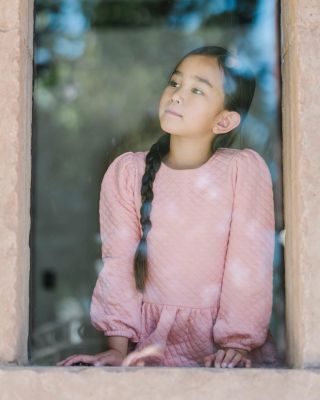 Little and Big Girls' Long Sleeve Quilted Drop Waist Dress