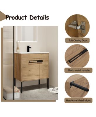 30" Convertible-Installation Freestanding or Wall-Mount Bathroom Vanity with Sink