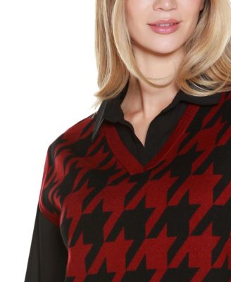 Women's Houndstooth Two-Fer Sweater