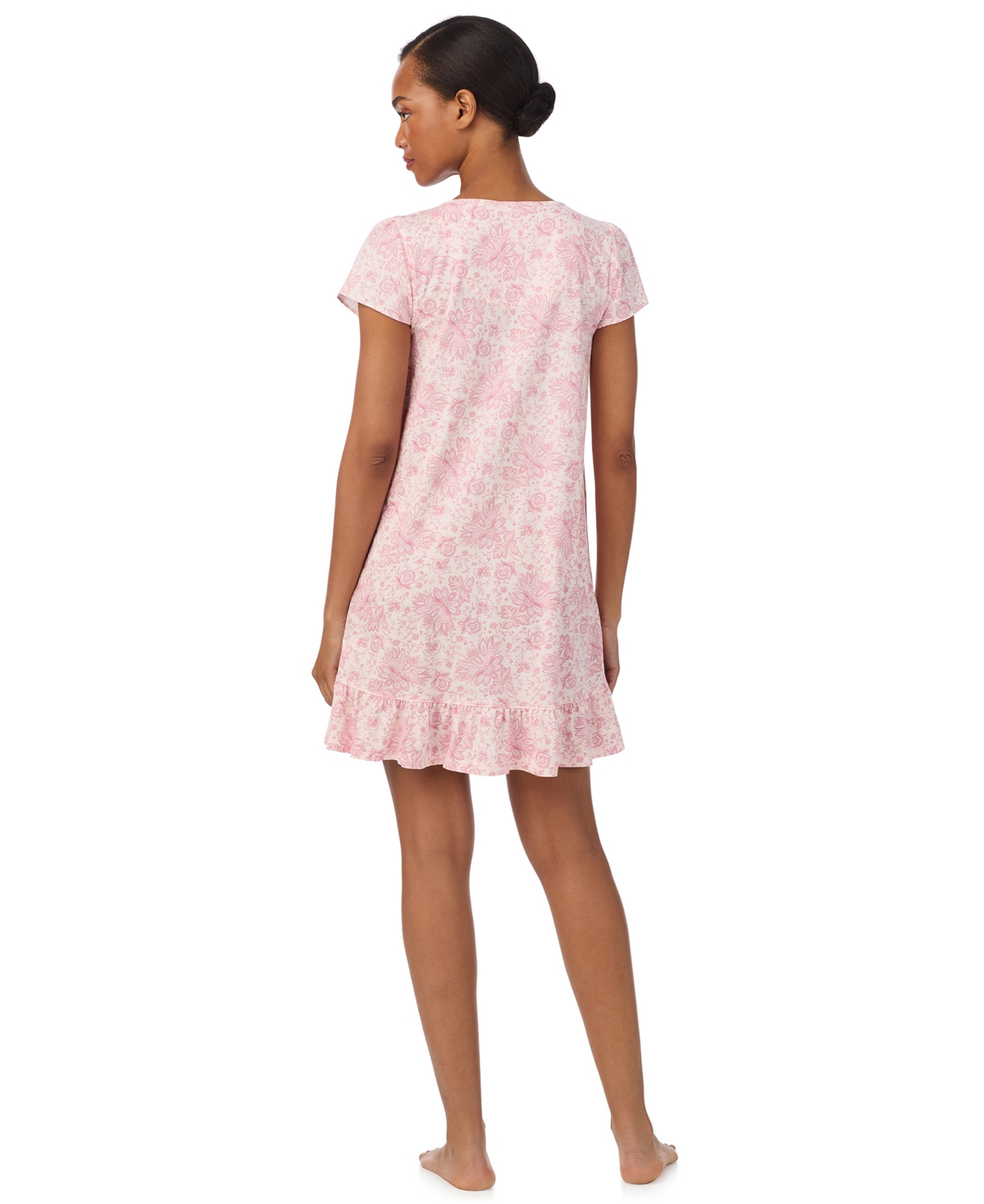 Ralph Lauren Lauren  Print Short Sleeve Nightgown In Pink