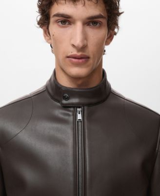 Men's Zip-Up Leather-Effect Jacket
