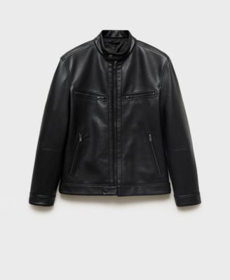 Men's Zip-Up Leather-Effect Jacket