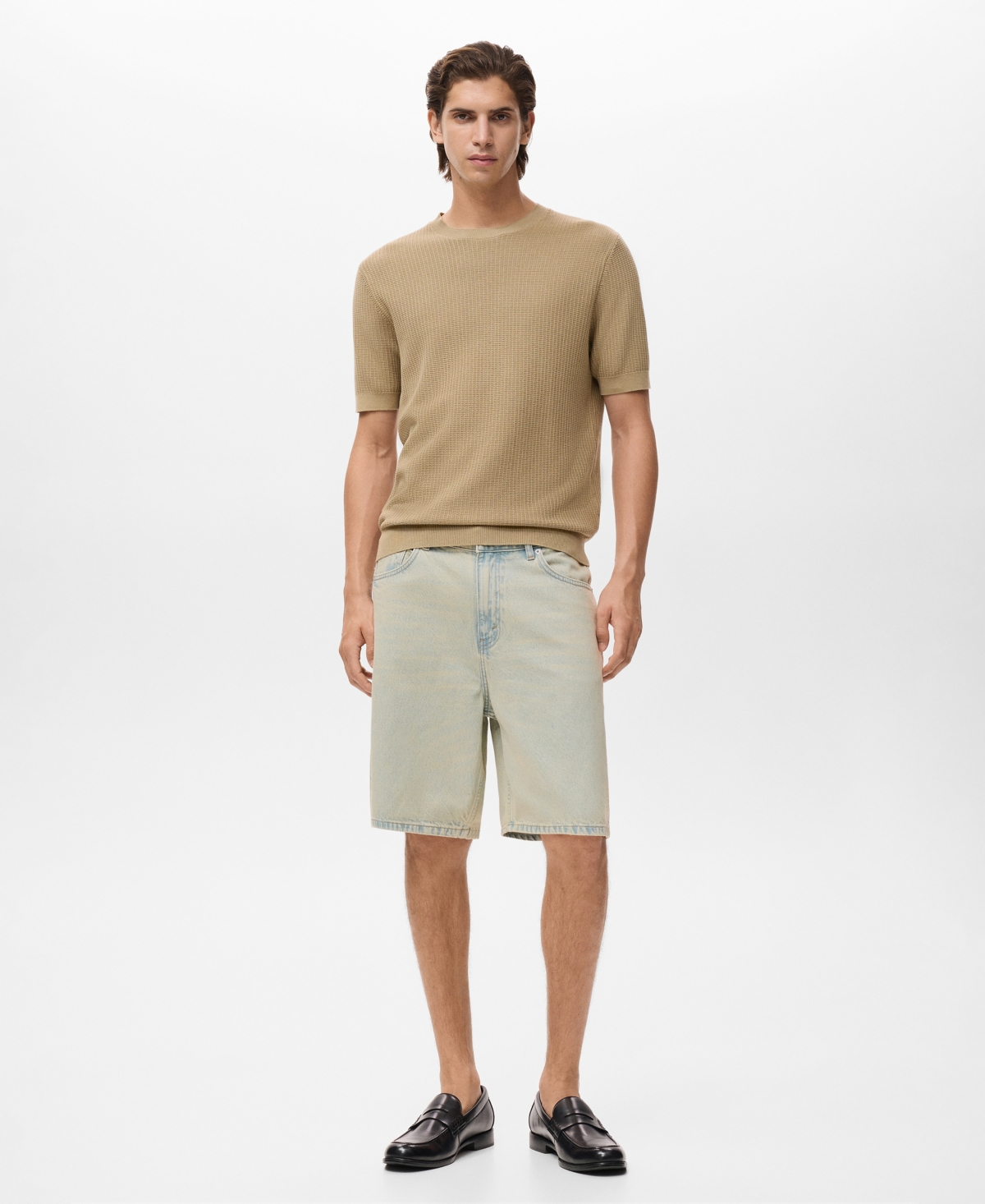 Mango Relaxed Fit Denim Bermuda Shorts In Blue