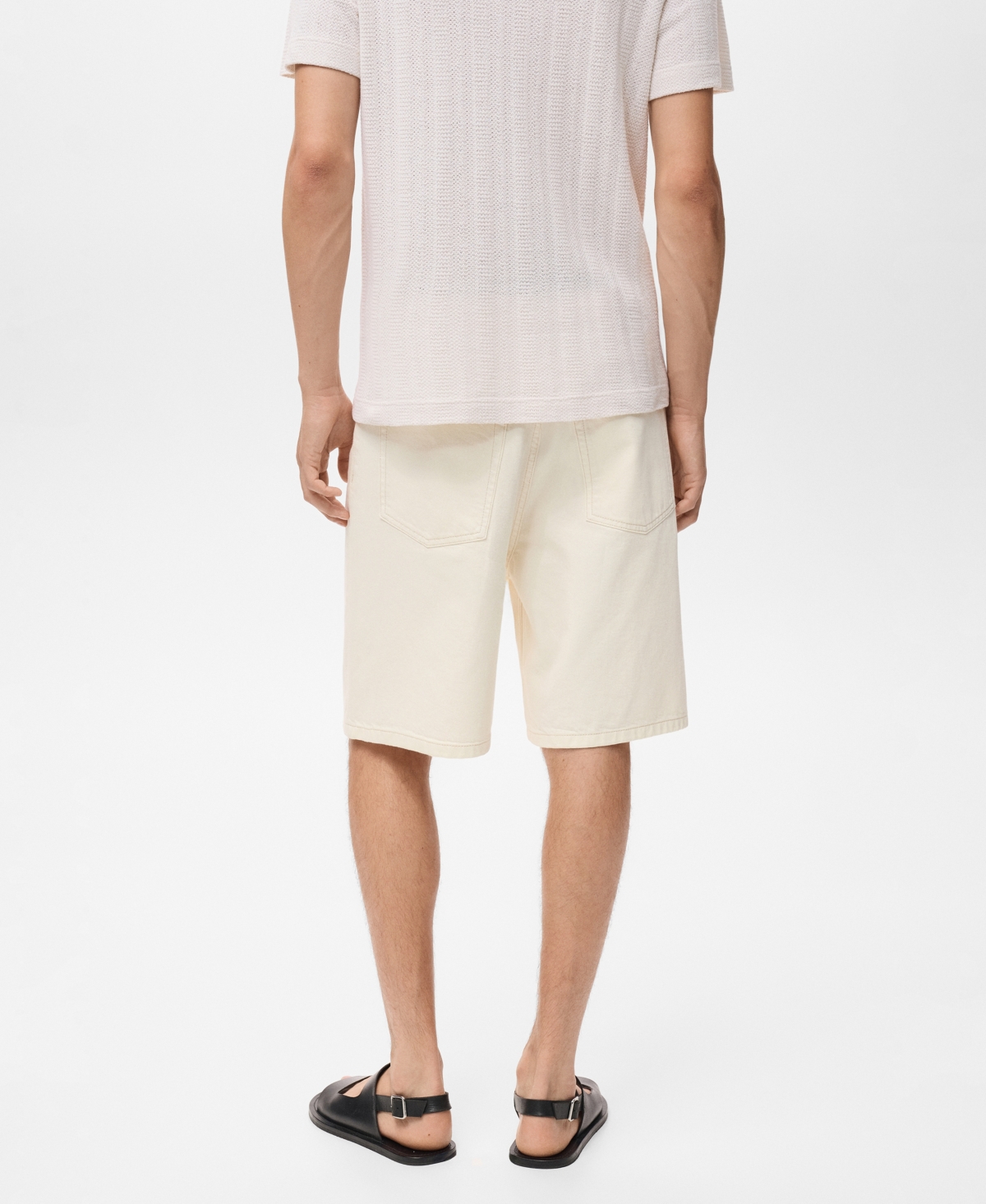 Mango Relaxed Fit Denim Bermuda Shorts In White