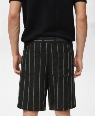 Men's Striped Linen-Blend 8.5" Bermuda Shorts